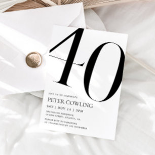 Bold Typography Minimalist 40th Birthday Invitation