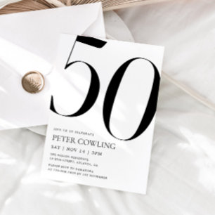 Bold Typography Minimalist 50th Birthday Invitation