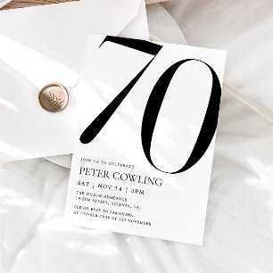 Bold Typography Minimalist 70th Birthday Invitation