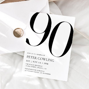 Bold Typography Minimalist 90th Birthday Invitation