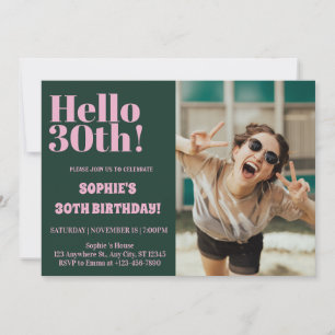 Bold Typography Modern 30th Birthday Photo Party Invitation
