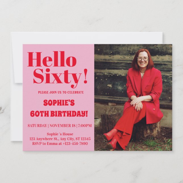 Bold Typography Modern 60th Birthday Photo Party Invitation (Front)