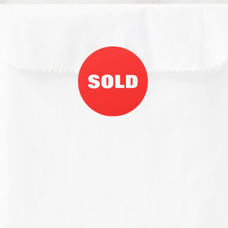 Bold Typography Modern Bright Red Custom Sold Classic Round Sticker
