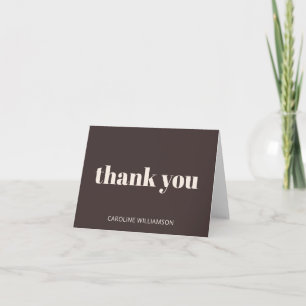 Bold Typography Modern Brown Birthday Party Custom Thank You Card
