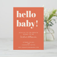 Bold Typography Modern Burnt Orange Baby Shower