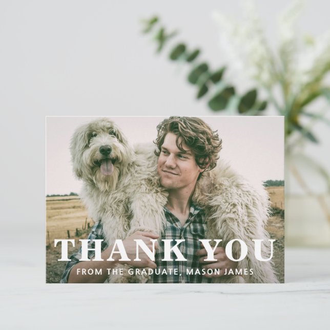 Bold Typography Modern Graduation Thank You Card (Standing Front)