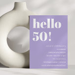 Bold Typography Modern Lavender Birthday Party 50 Invitation<br><div class="desc">Bold Typography in Lavender and White Modern 50th Birthday Party Invitation - age is editable</div>