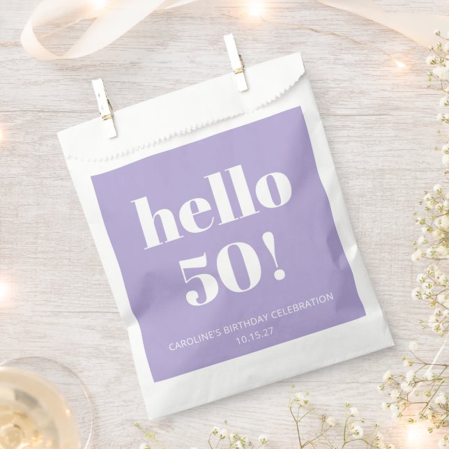 Bold Typography Modern Lavender Birthday Party  Favour Bags (Clipped)