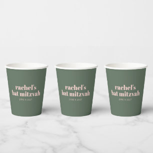 Bold Typography Modern Pink Green Personalised   Paper Cups