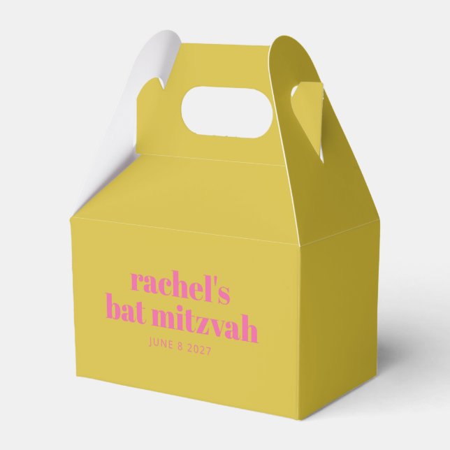 Bold Typography Modern Pink Yellow Personalised Favour Box (Front Side)