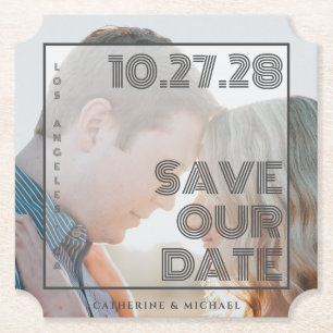 Bold Typography Modern Simple Minimalist Photo  Paper Coaster