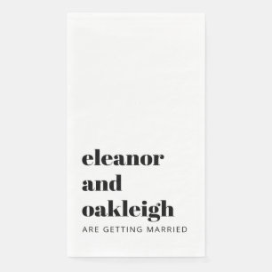 Bold Typography Modern Wedding White Background Napkin