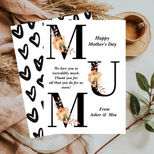 Bold Typography Mum Floral Happy Mother's Day Card