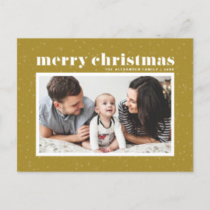 Bold Typography Orange Merry Christmas Photo Holiday Postcard