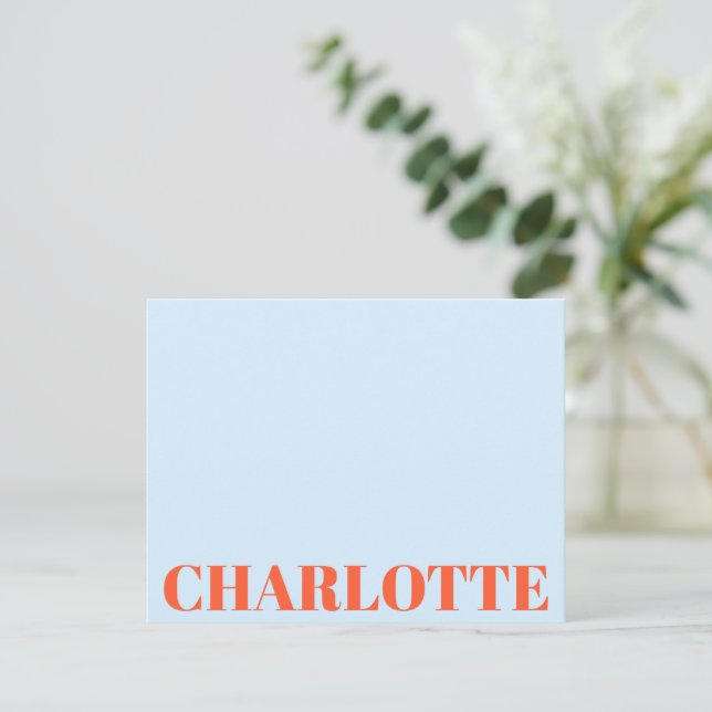 Bold Typography Personalised Blue Orange Name Card (Standing Front)