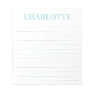 Bold Typography Personalised Light Blue Name Lined Notepad