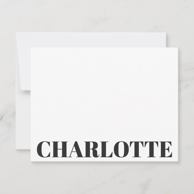 Bold Typography Personalised Name Black White Card (Front)