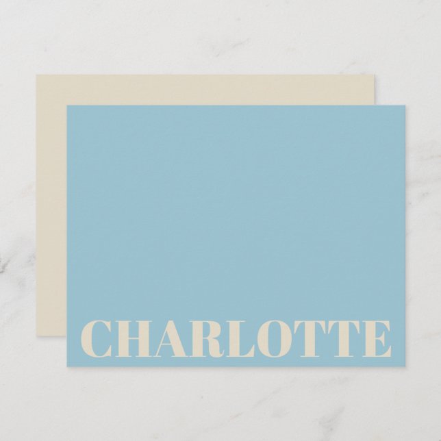 Bold Typography Personalised Name Light Blue Cream Card (Front/Back)