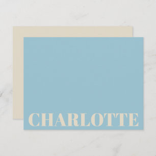 Bold Typography Personalised Name Light Blue Cream Card