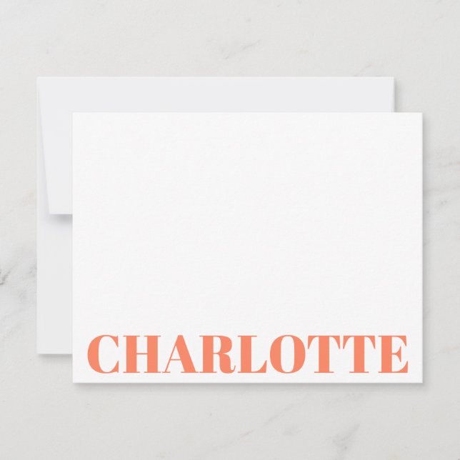 Bold Typography Personalised Orange Name Card (Front)