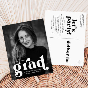 Bold Typography Photo Graduation Party Invitation Postcard