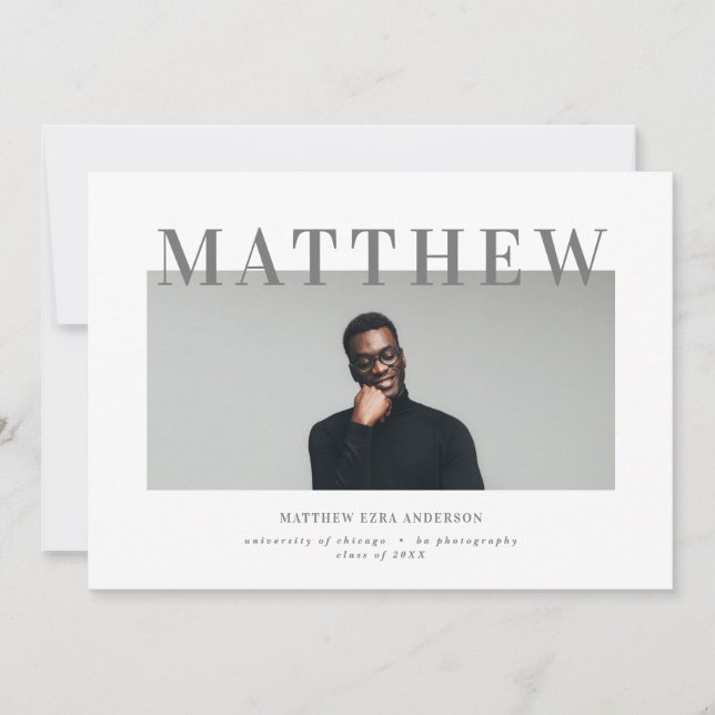 Bold typography photo graduation party invite (Front)