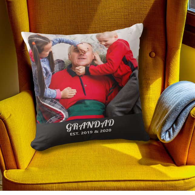 Bold Typography Photo Grandad Established Cushion (Creator Uploaded)