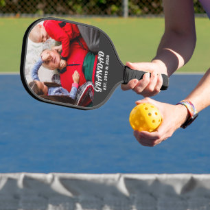 Bold Typography Photo Grandad Established Pickleball Paddle