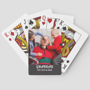 Bold Typography Photo Grandad Established Playing Cards