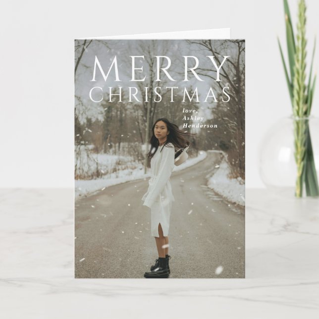 Bold Typography Photo Modern Christmas Holiday Card (Front)