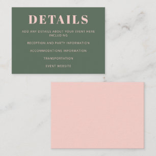 Bold Typography Pink and Green Bat Mitzvah Details Enclosure Card