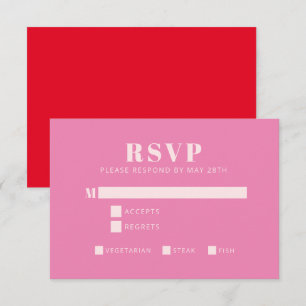 Bold Typography Pink and Red Modern Bat Mitzvah RSVP Card
