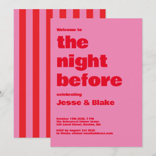Bold Typography, Pink and Red Wedding Invitation