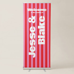 Bold Typography, Pink and Red Wedding Retractable Banner