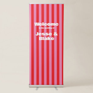 Bold Typography, Pink and Red Wedding Retractable Banner
