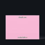 Bold Typography Pink Green Cute Bat Mitzvah Name Thank You Card<br><div class="desc">This Bat Mitzvah thank you card in pink and green features a simple, modern layout with classic typography and plenty of space for a handwritten message. The minimalist design works beautifully for thanking guests, family, and friends after the celebration. Personalize the name to match your event details and coordinate easily...</div>