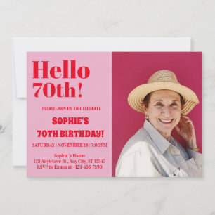 Bold Typography Pink Modern Seventy 70th Birthday Invitation