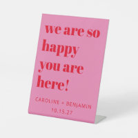 Bold Typography Pink Red Modern Wedding Welcome 