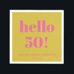 Bold Typography Pink Yellow Modern 50th Birthday Napkin<br><div class="desc">Bold Typography Bright Pink and Yellow Modern 50th Birthday Custom Napkins</div>