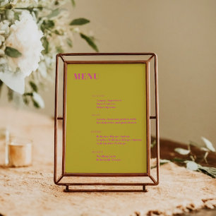 Bold Typography Pink Yellow Modern Minimalist Menu