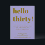 Bold Typography Purple Gold Modern 30th Birthday Invitation<br><div class="desc">Bold Typography Bright Purple and Gold Modern 30th Birthday Invitation</div>
