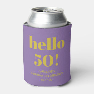Bold Typography Purple Yellow Modern Birthday  Can Cooler