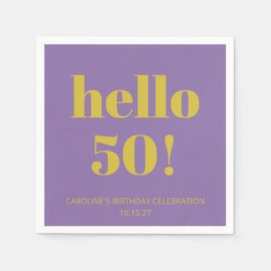 Bold Typography Purple Yellow Modern Birthday  Napkin