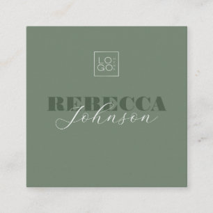 Bold Typography Script Custom Logo Minimal Modern Square Business Card