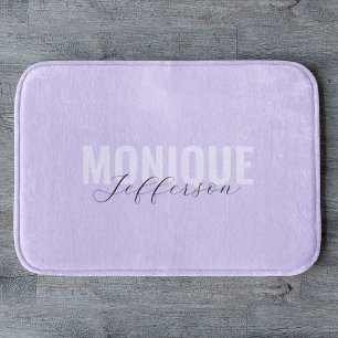 Bold Typography & Script Lilac Lavender Monogram Bath Mat