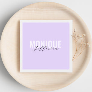 Bold Typography & Script Lilac Lavender Monogram Napkin