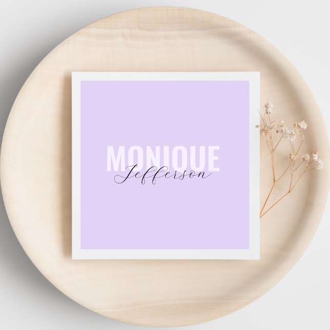 Bold Typography & Script Lilac Lavender Monogram Napkin (Creator Uploaded)
