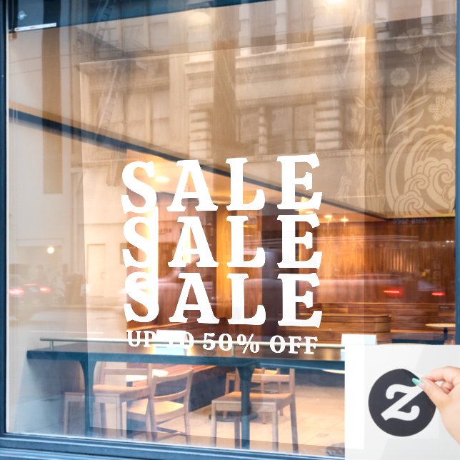 Bold Typography Shop Sales  Window Cling (Cafe Window)