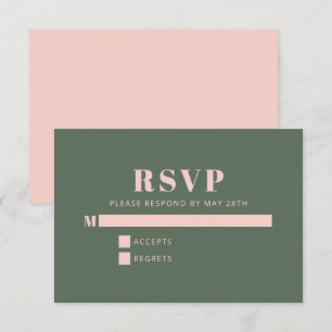 Bold Typography Simple Pink Green Bat Mitzvah  RSVP Card