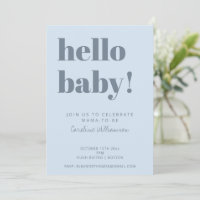 Bold Typography Soft Blue Modern Baby Shower